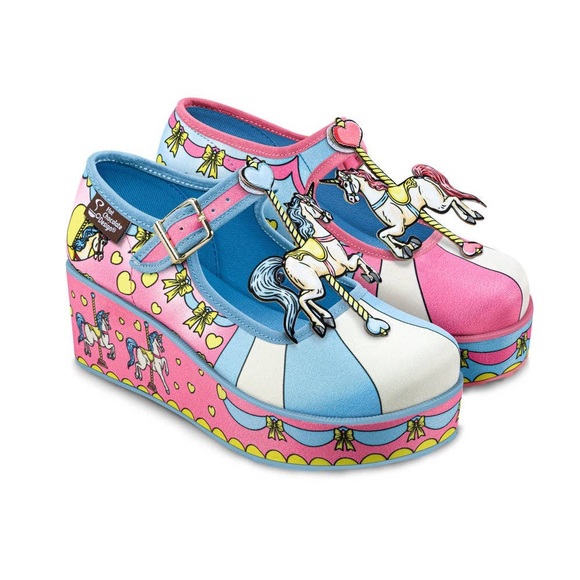 Chocolaticas Unique Unicorn Horse Carousel Women's Mary Jane Platform - Picture 8 of 8